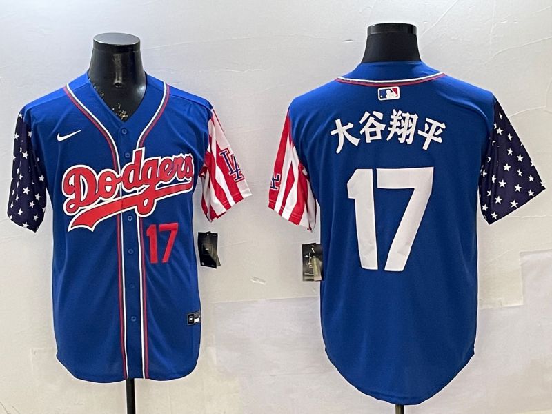 Men Los Angeles Dodgers #17 Ohtani Blue a generation of national flags Joint name 2025 Nike MLB Jersey style 19->los angeles dodgers->MLB Jersey
